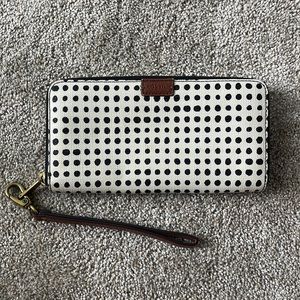 Black and white fossil wallet